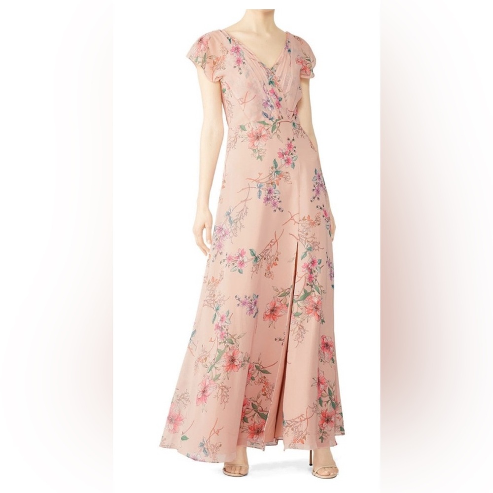 Monique Lhuillier Bridesmaids Pink Floral Dress